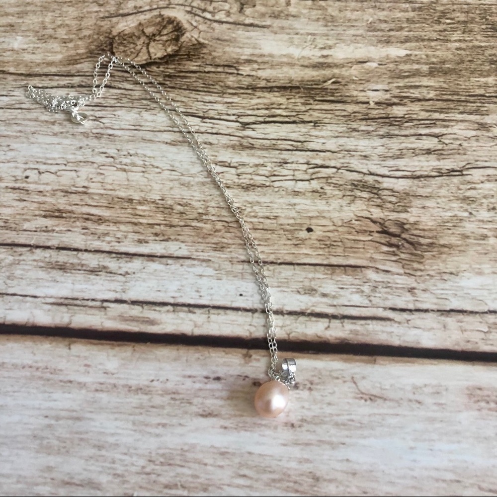 SS925 Pink/cream freshwater pearl necklace 18”